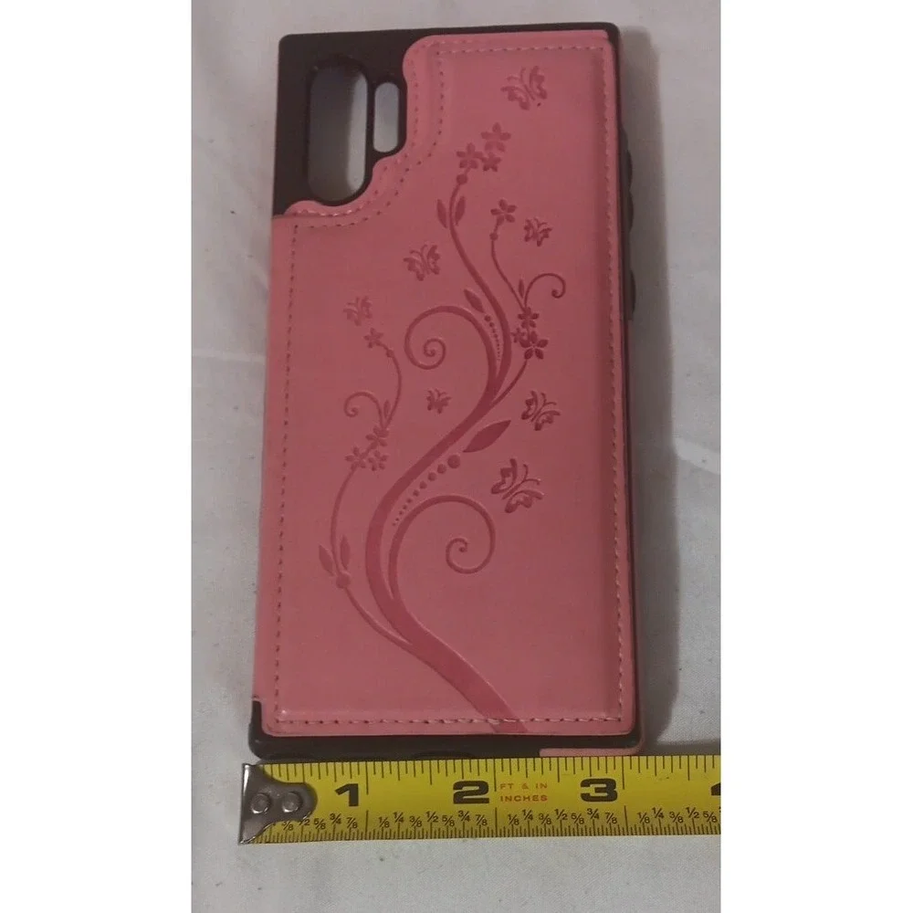 Wallet Phone Case‎ For Samsung Galaxy Note10+ Pink Leather Butterfly Floral READ